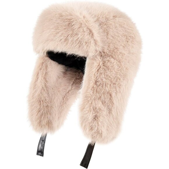 Unisex Beige Trapper Hat with Ear Flaps Winter Russian Style Windproof main image 7